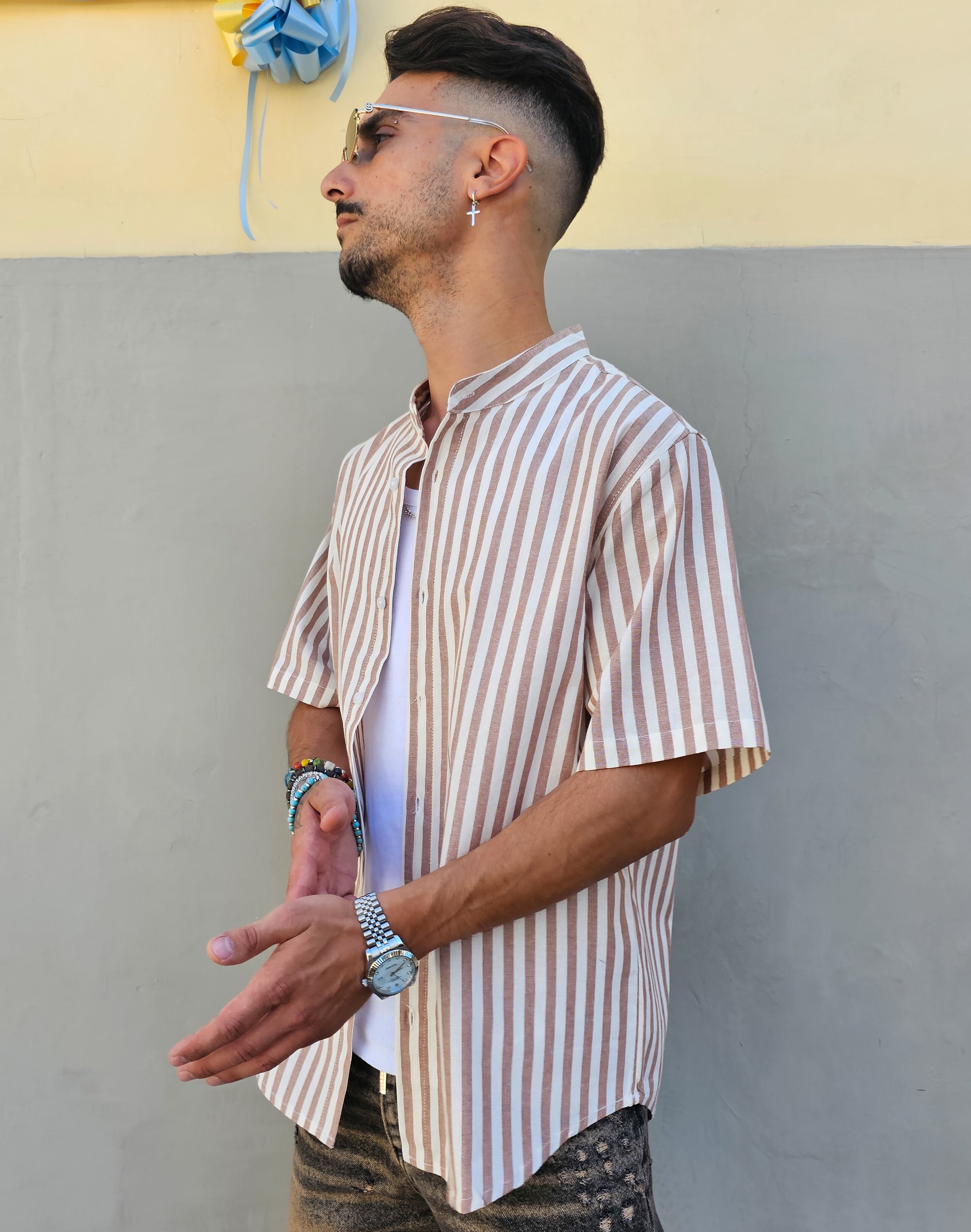 Camicia In Lino Rigata