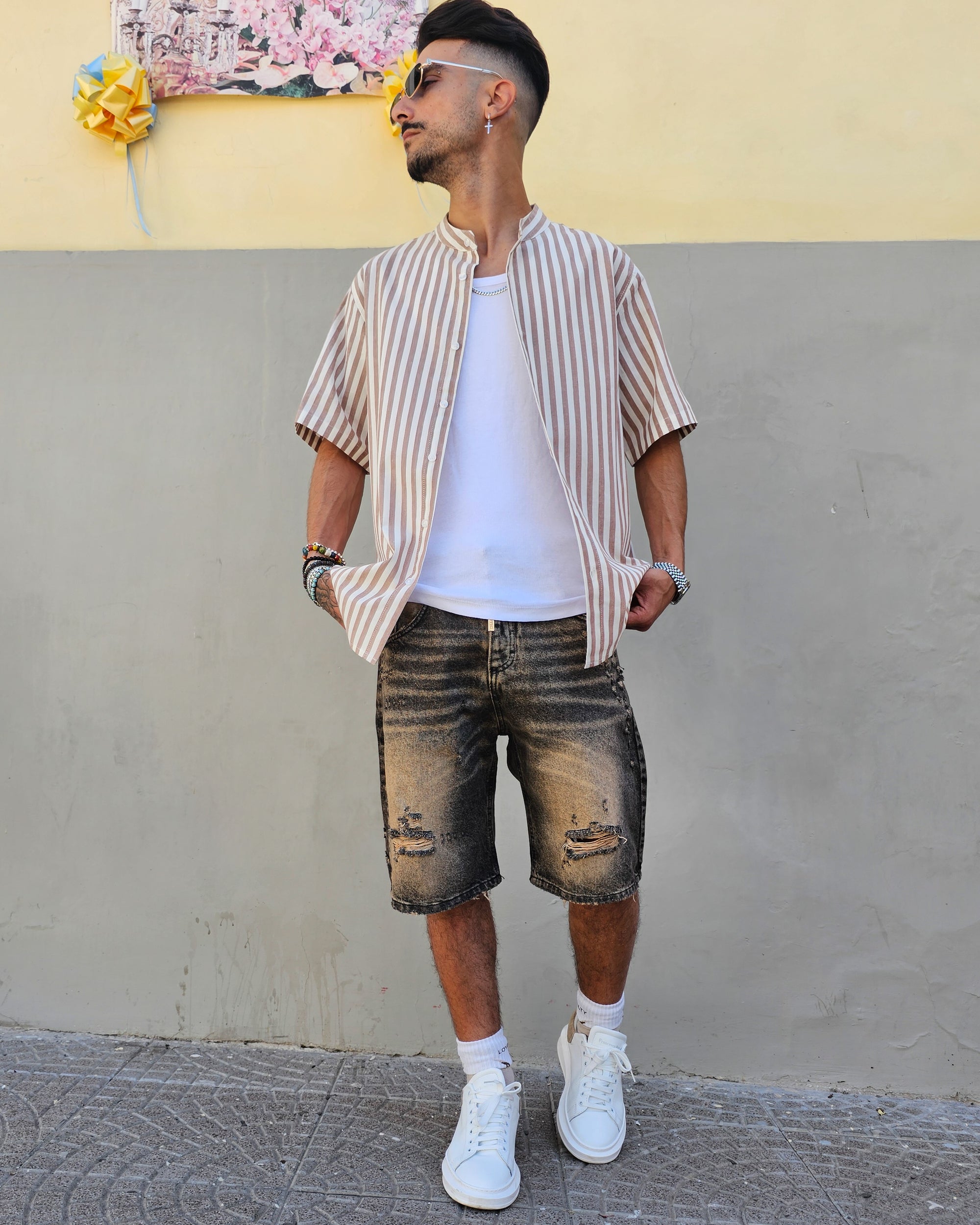 Camicia In Lino Rigata