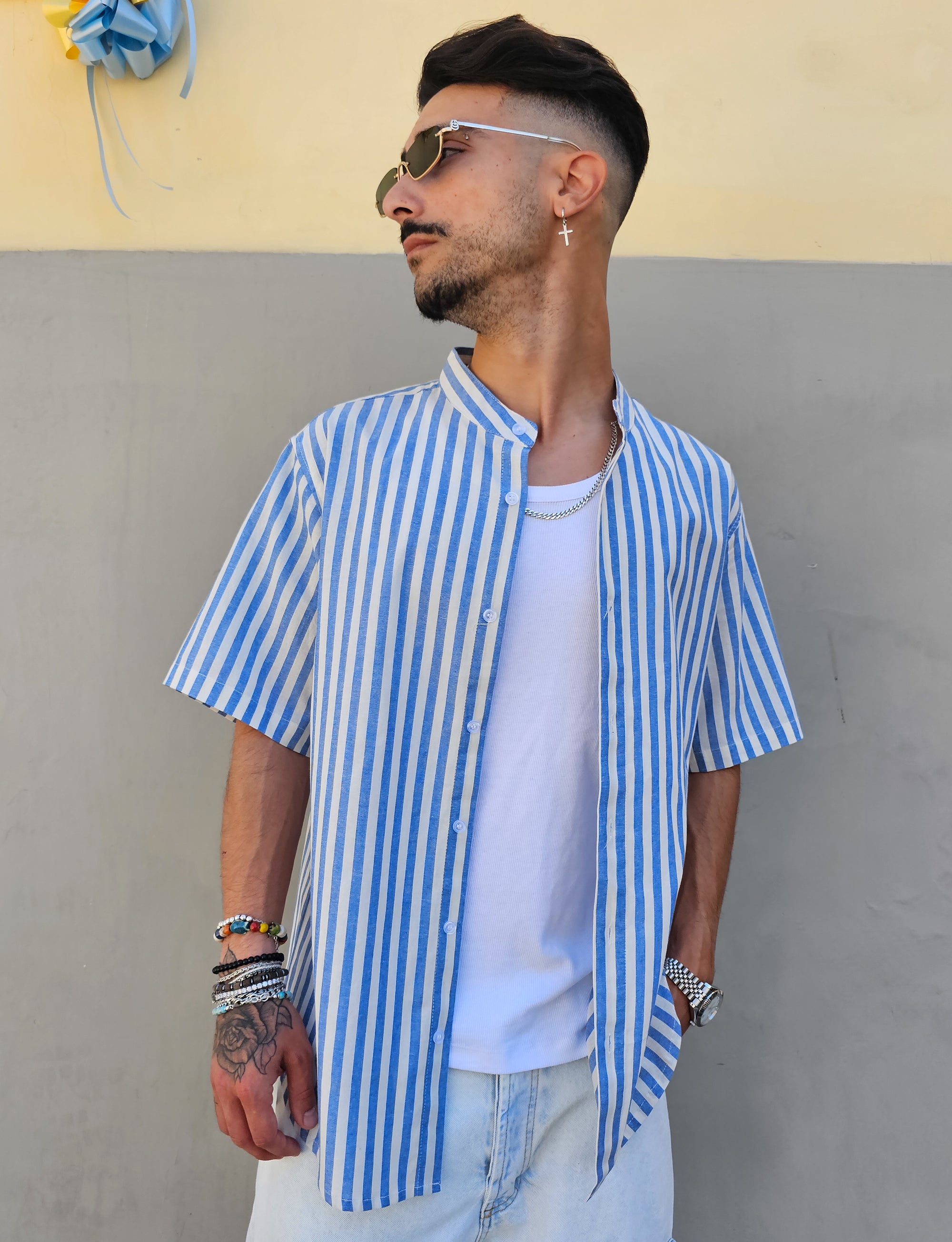 Camicia In Lino Rigata