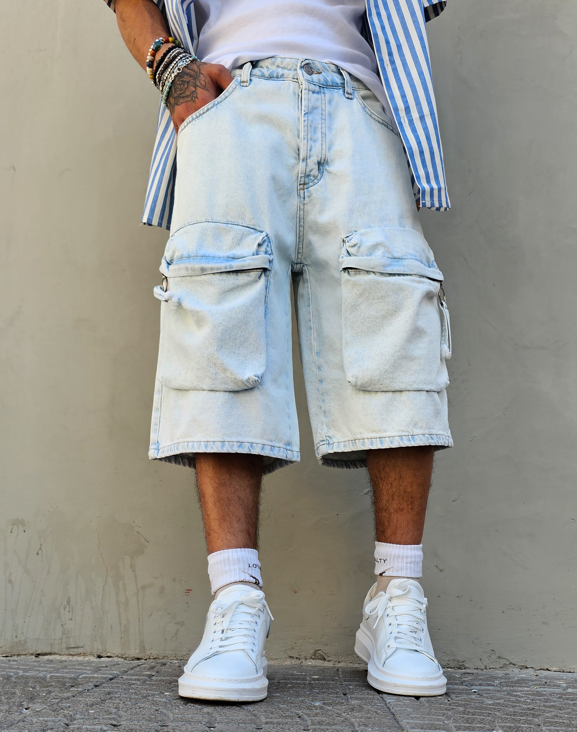 Bermuda Cargo Jeans Clear