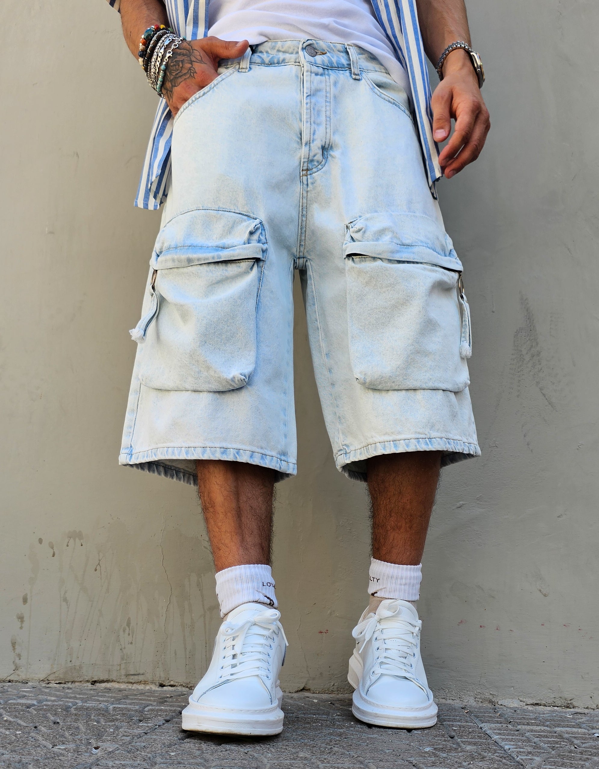 Bermuda Cargo Jeans Clear