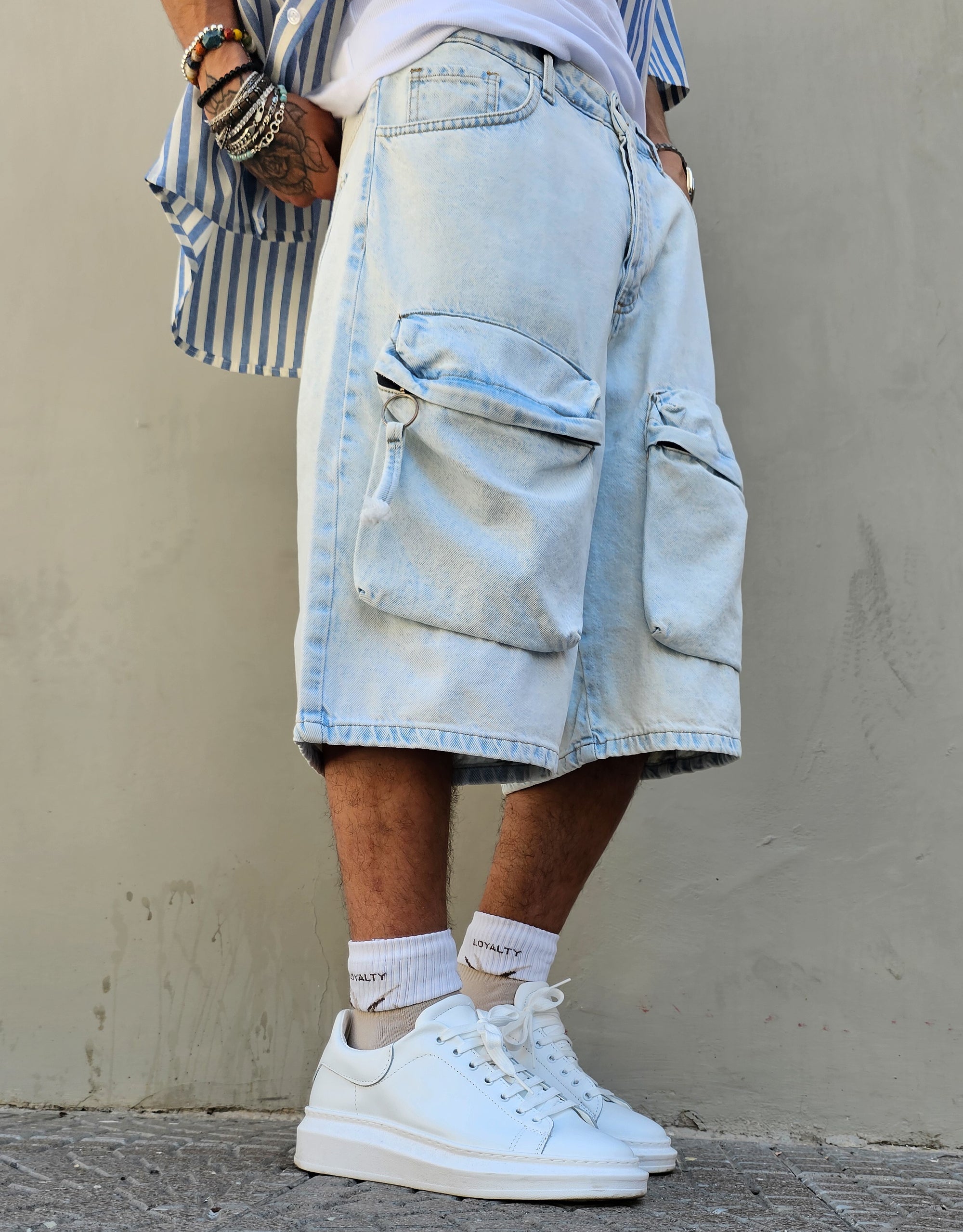 Bermuda Cargo Jeans Clear