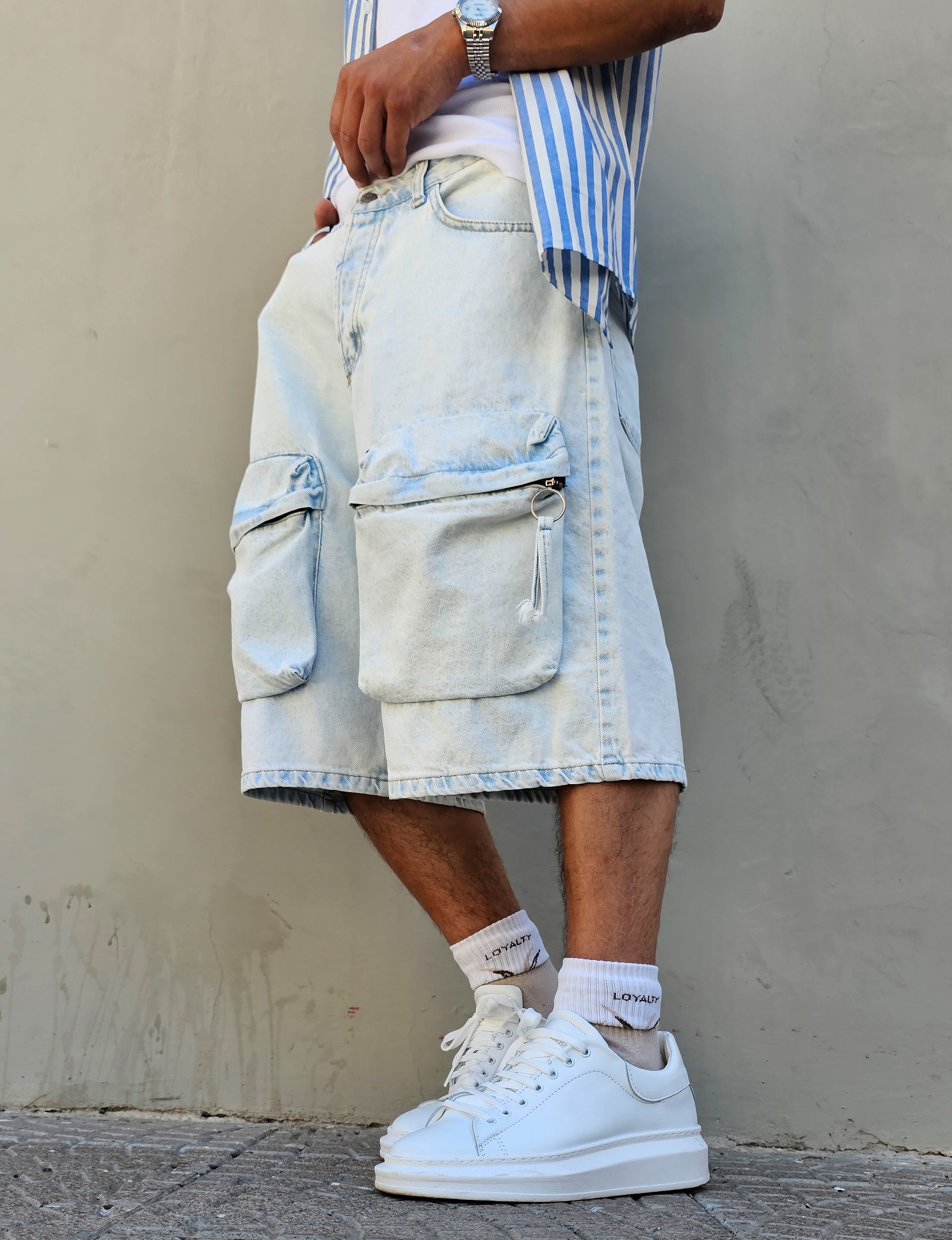 Bermuda Cargo Jeans Clear