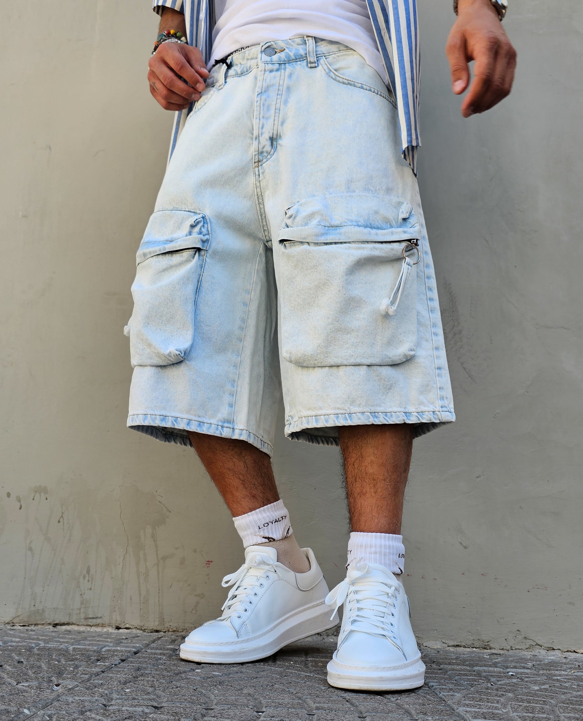 Bermuda Cargo Jeans Clear