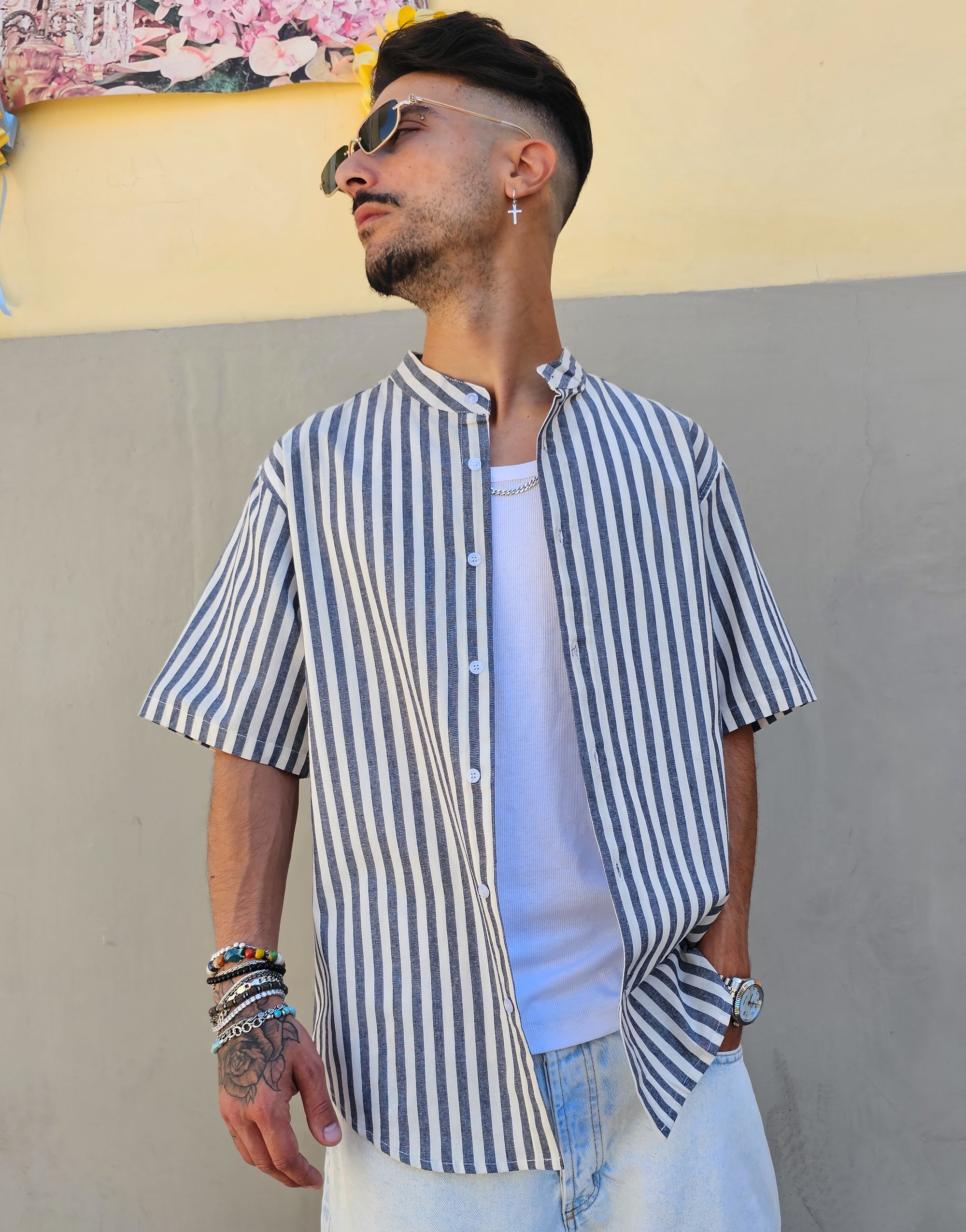 Camicia In Lino Rigata