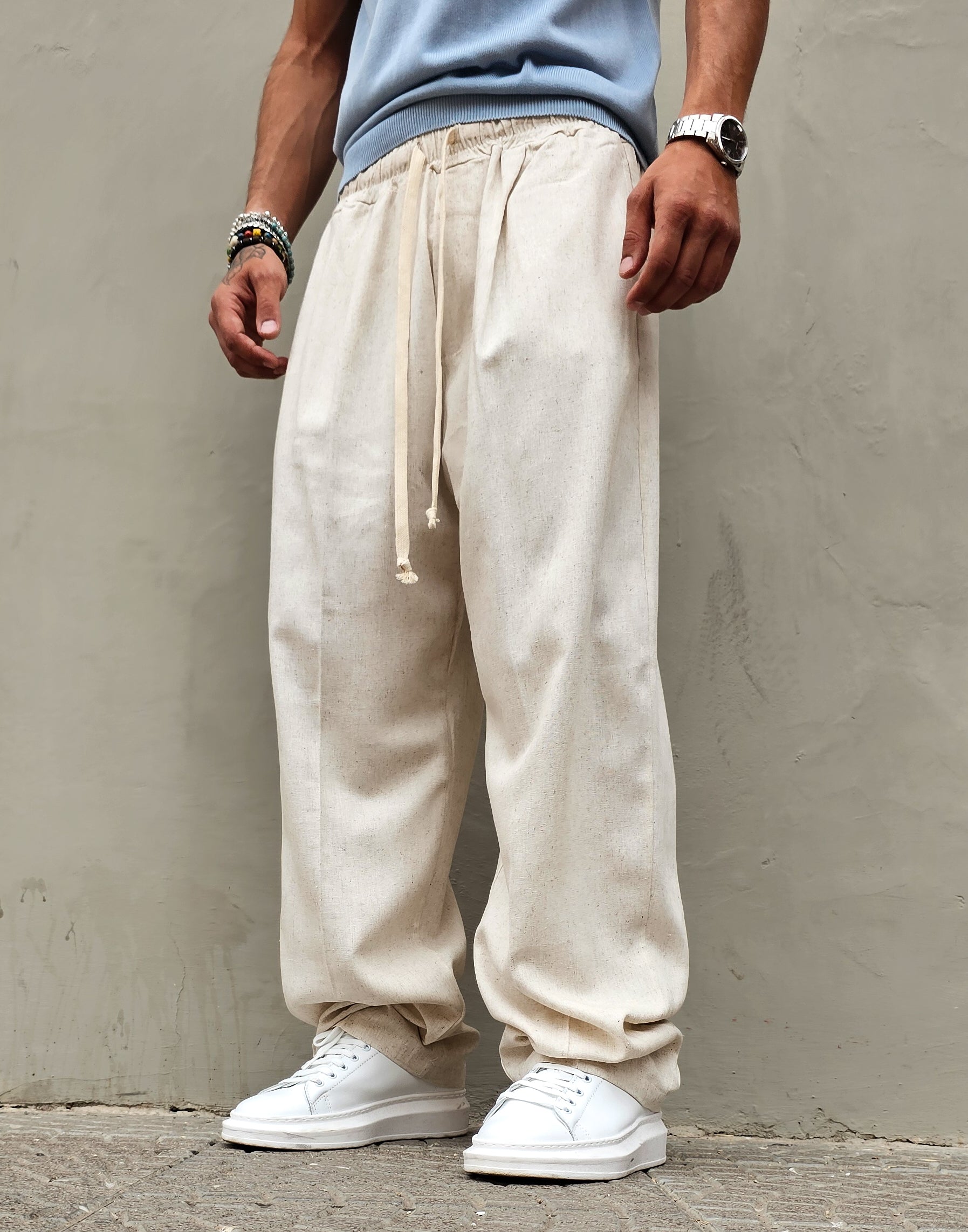 Pantalone Baggy In Lino Molla