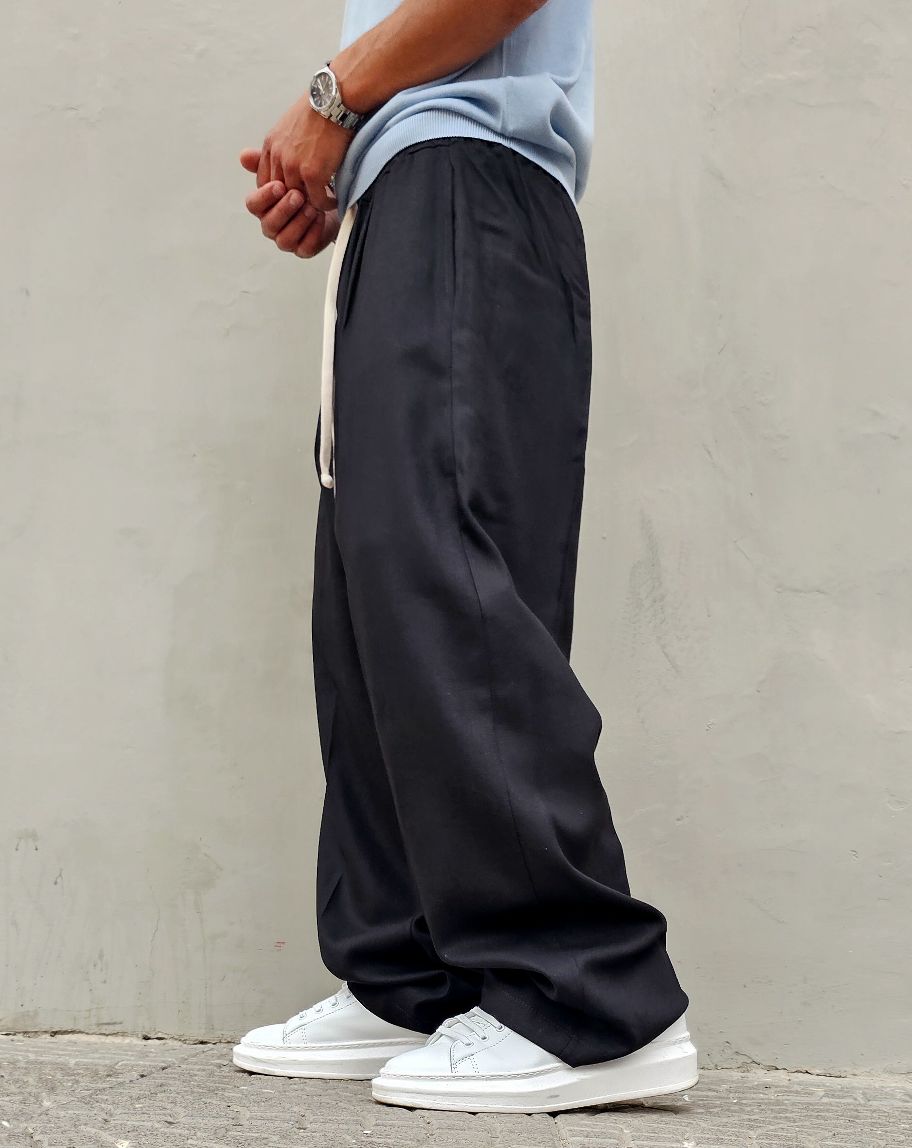 Pantalone Baggy In Lino Molla