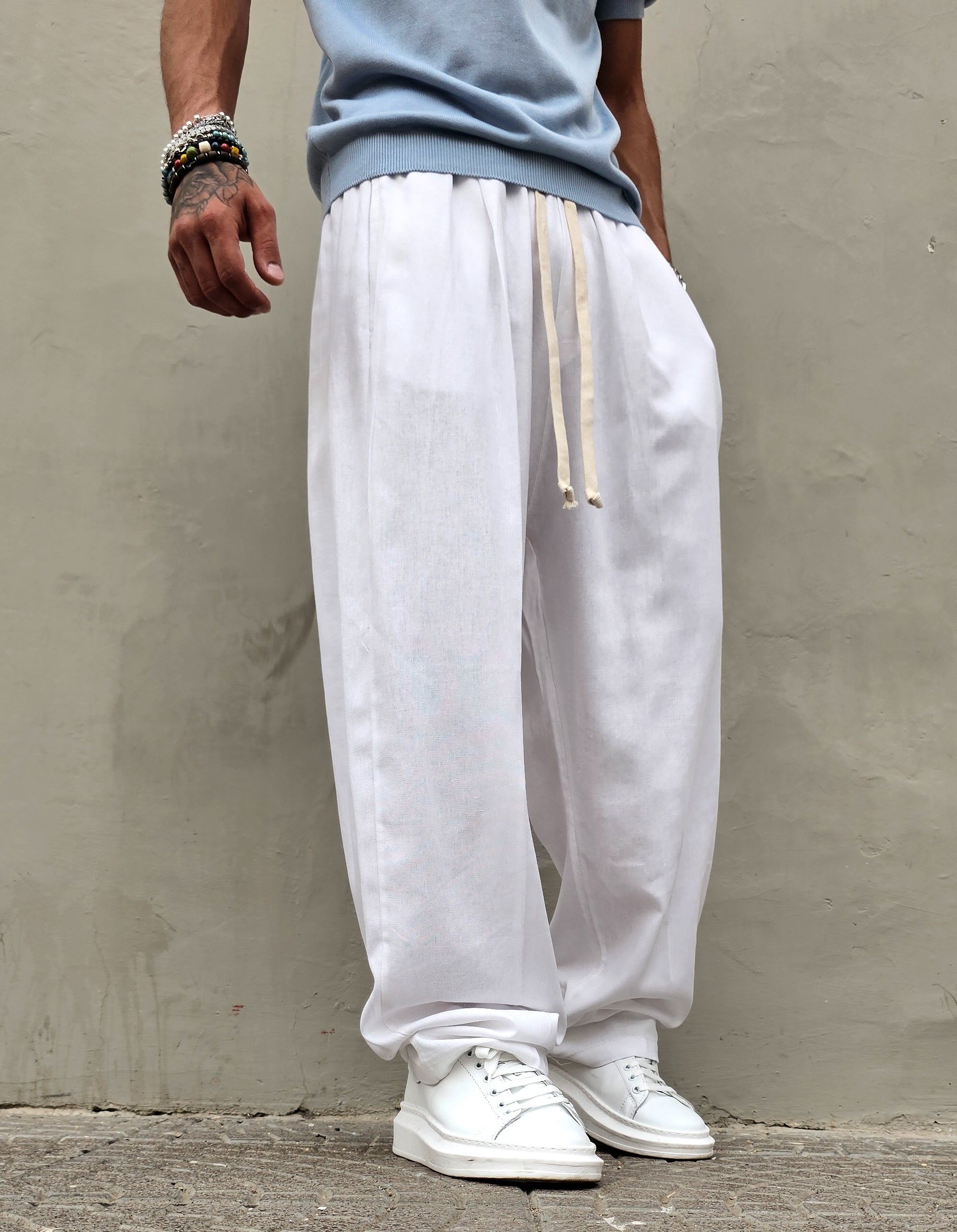 Pantalone Baggy In Lino Molla