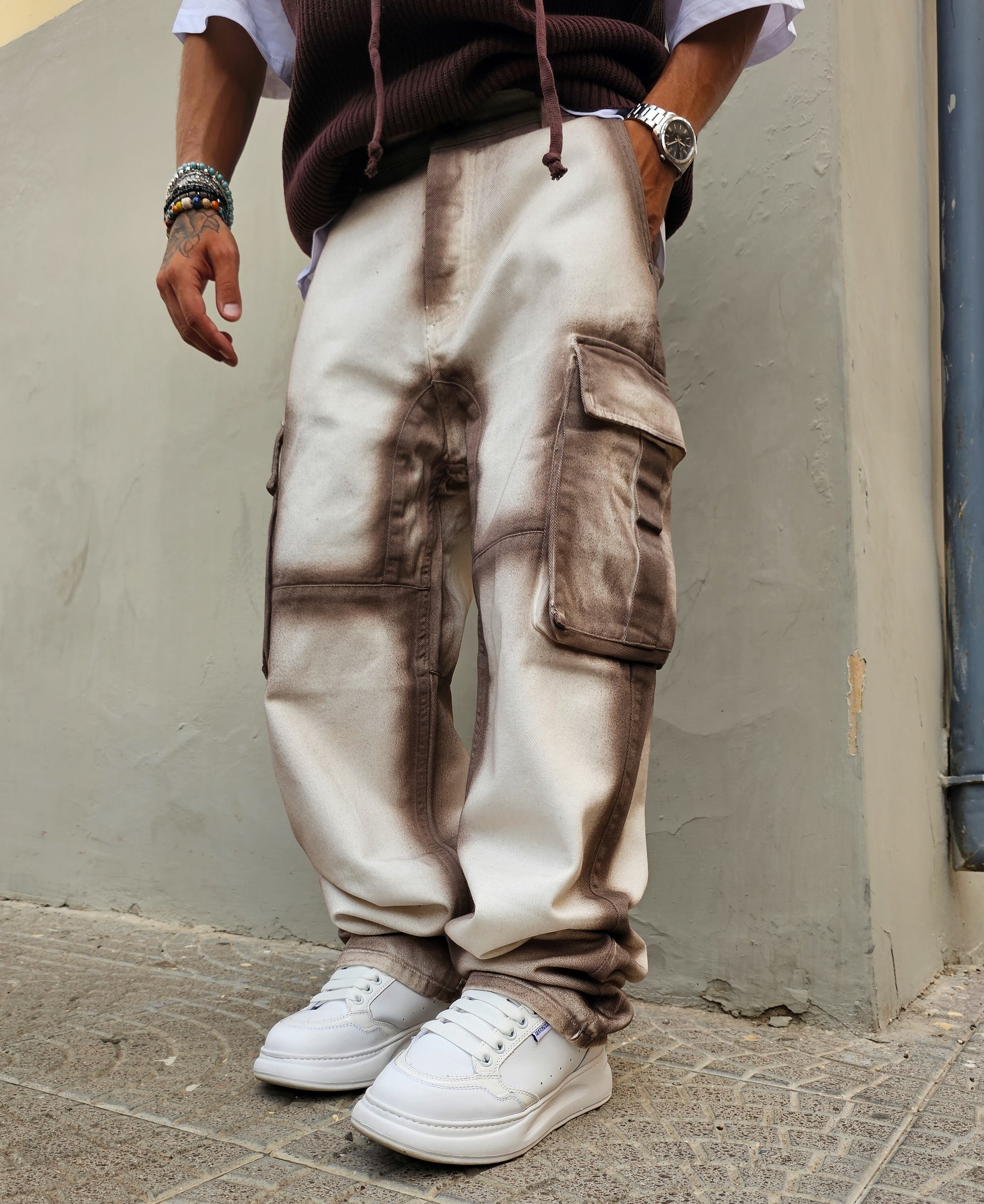 Jeans Cargo Sfumato Moro