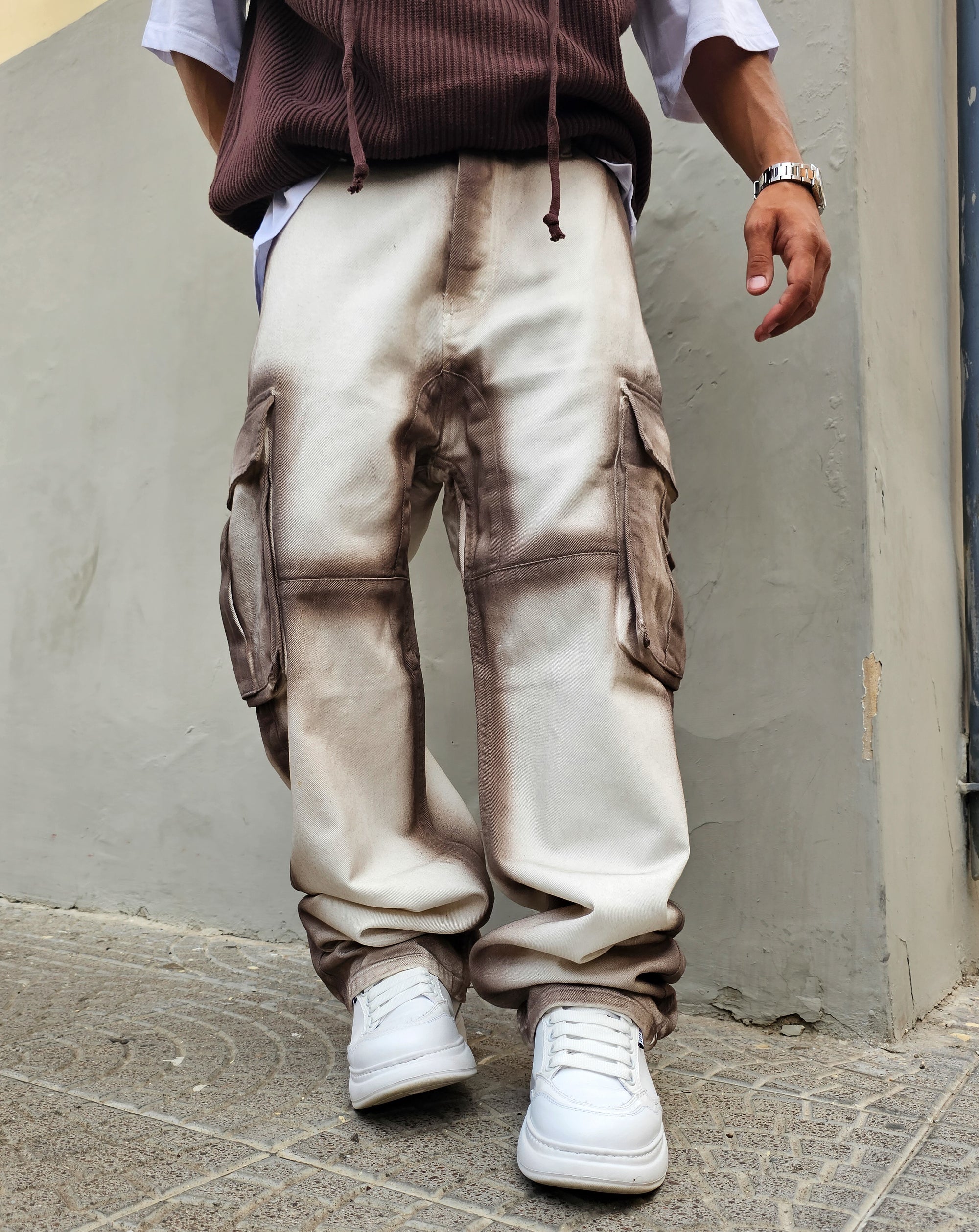 Jeans Cargo Sfumato Moro