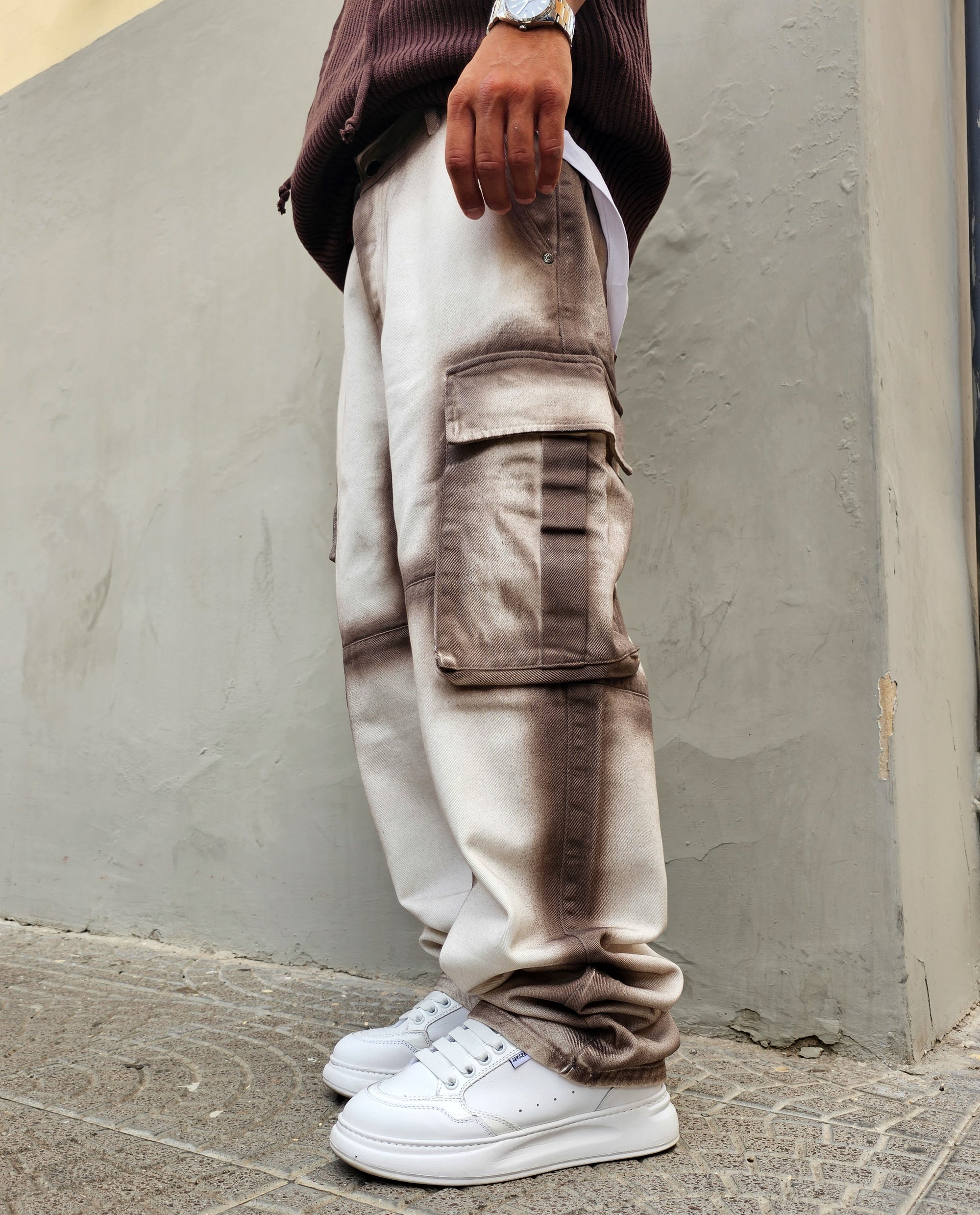 Jeans Cargo Sfumato Moro