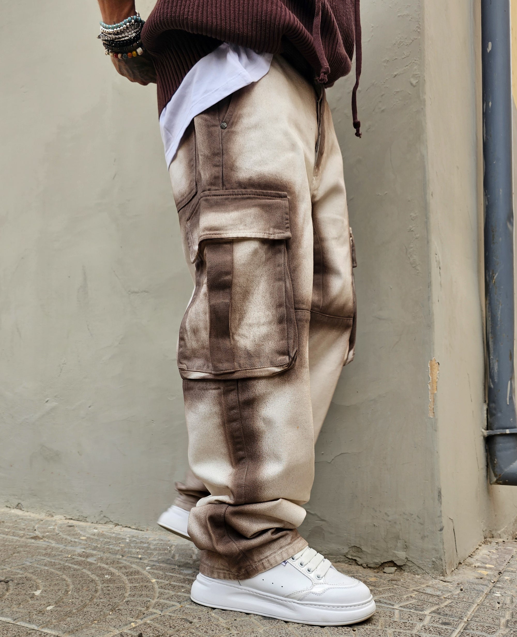 Jeans Cargo Sfumato Moro