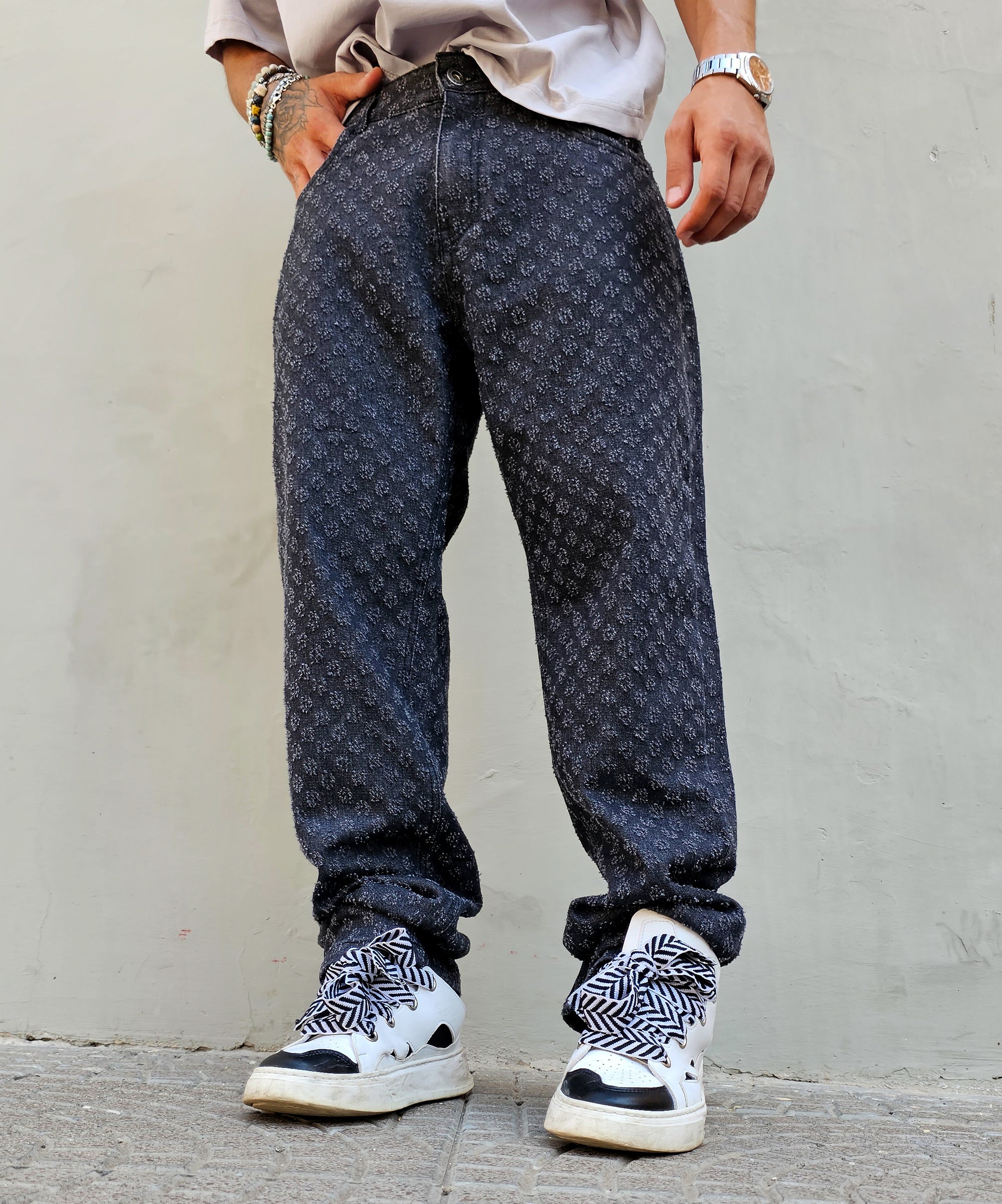Jeans Microforato Baggy