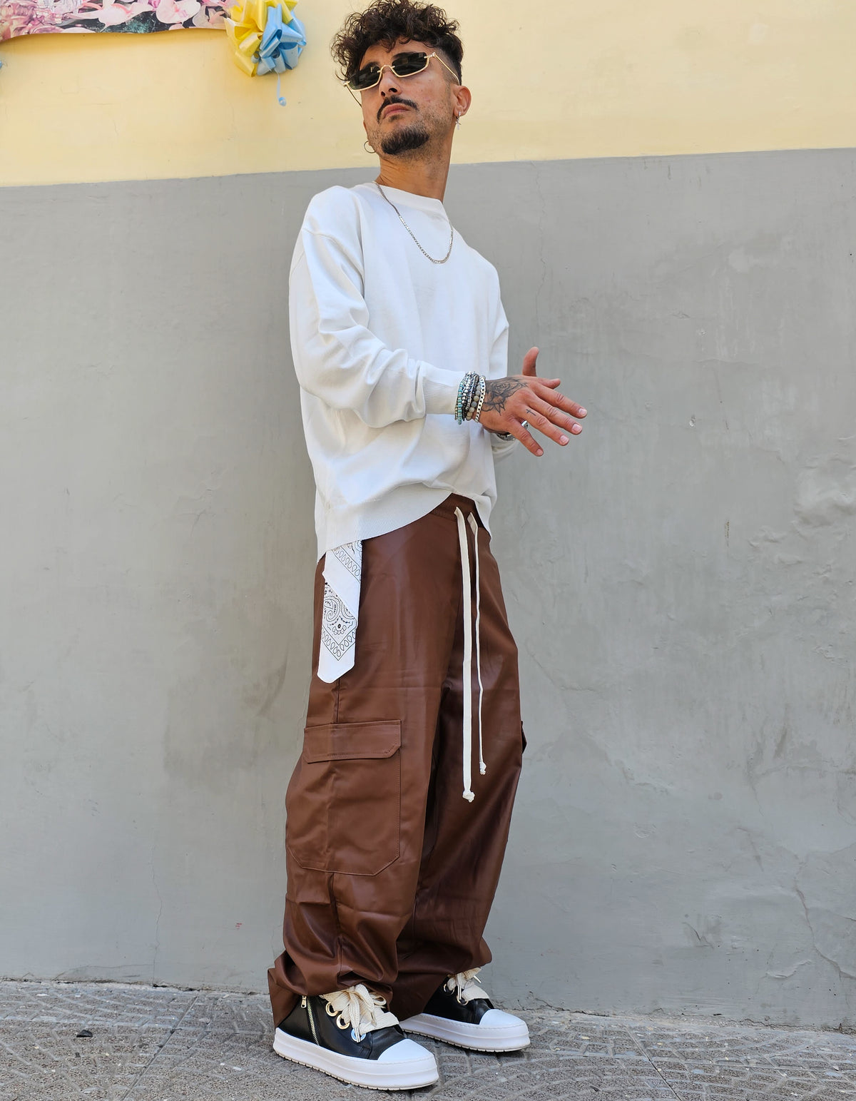 Pantalone Cargo in Ecopelle