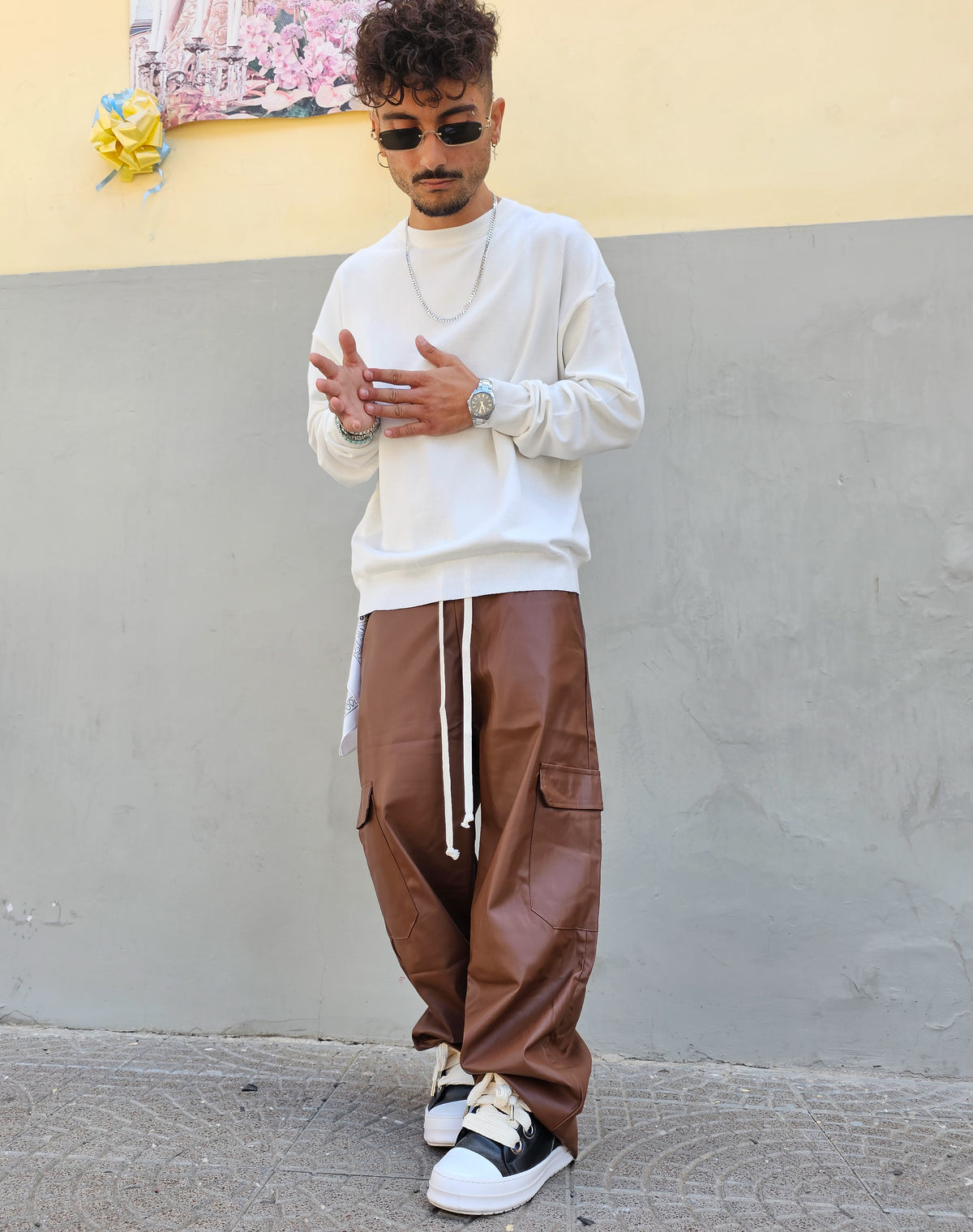 Pantalone Cargo in Ecopelle