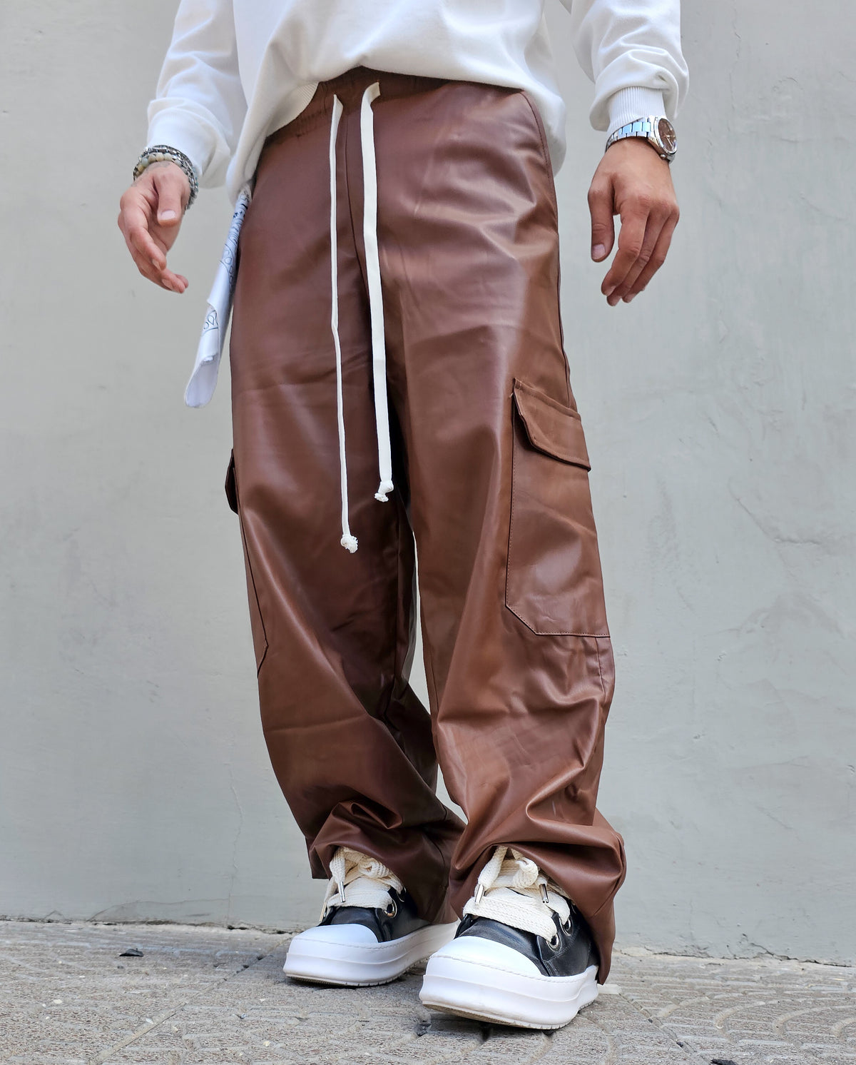 Pantalone Cargo in Ecopelle
