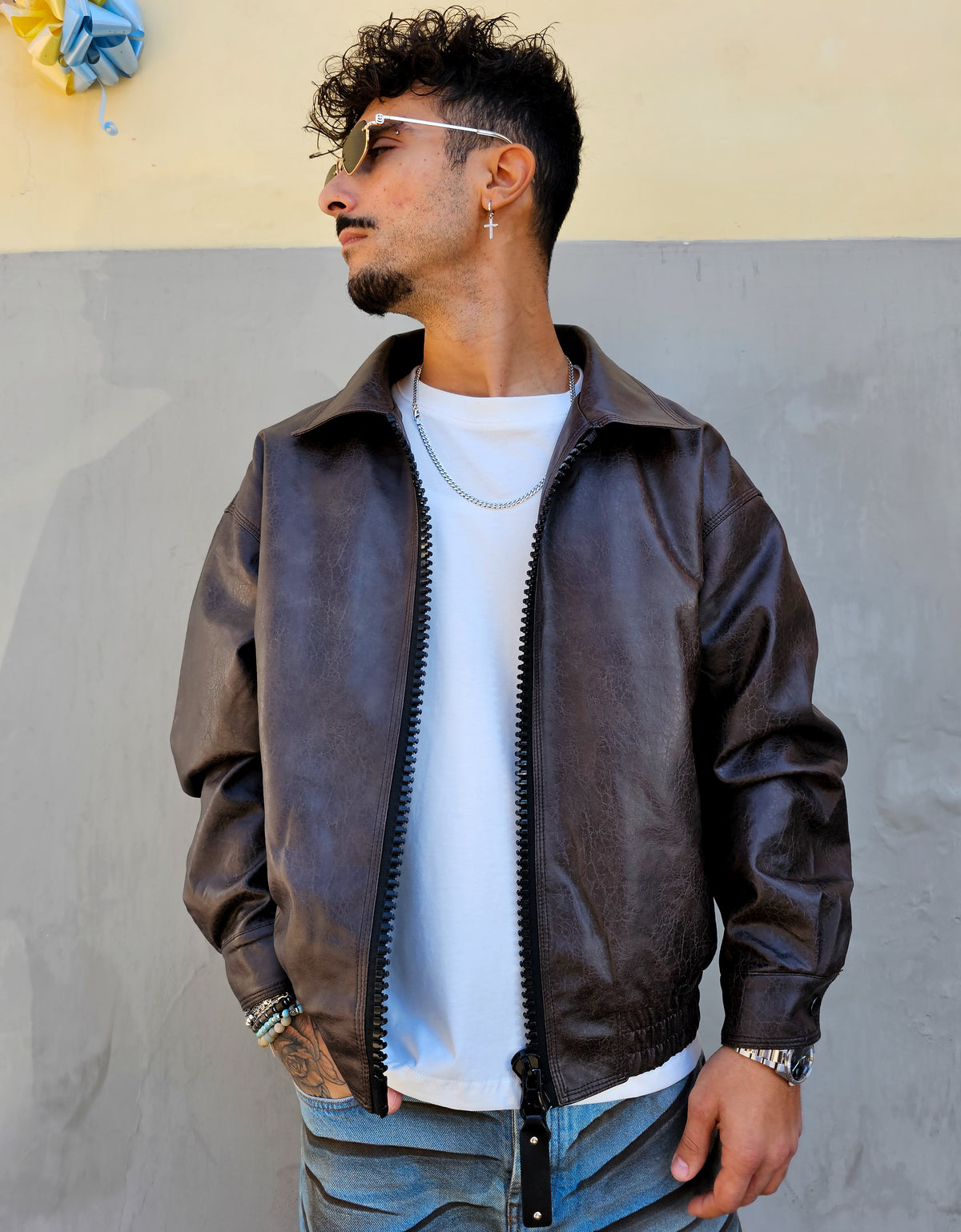 Giacca Big Zip Ecopelle